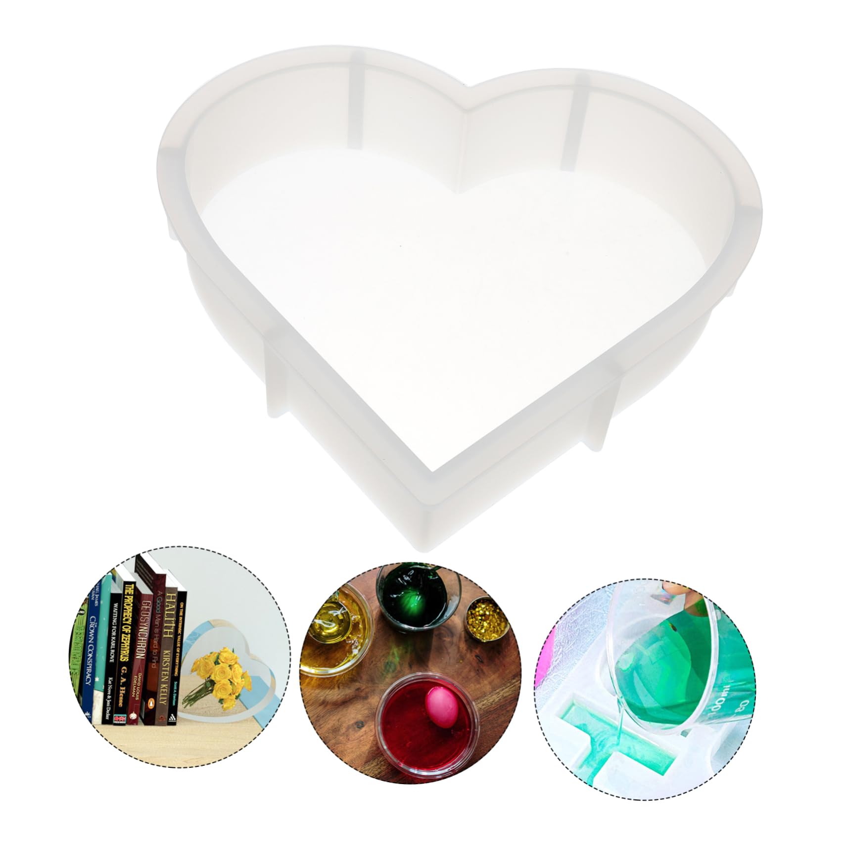 jojofuny 4 Pièces Moule Silicone Forme de Cœur pour Moule de de Fleurs et Support de DIY Matériau et Flexible Démoulage Facile et Réutilisable