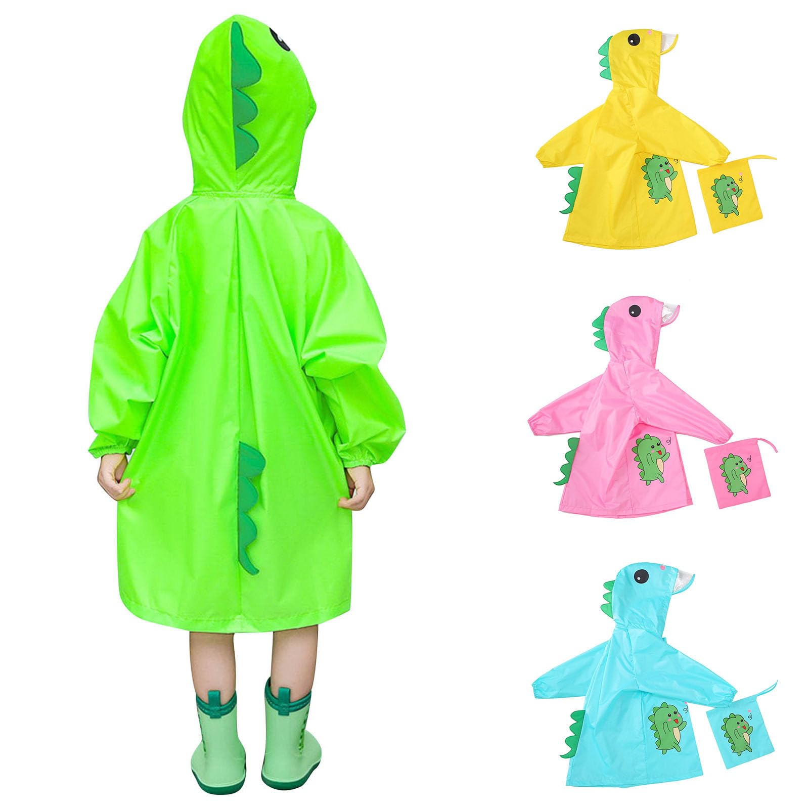 1-6 Years Kids Raincoat UK - Boys Girls Cute Dinosaur Waterproof Hooded Jacket | Reusable Outdoor Travel Rainwear, Poncho Cute Dinosaur Raincoat Kids Rainwear For Outdoor Camping, (Yellow1,4 Years)