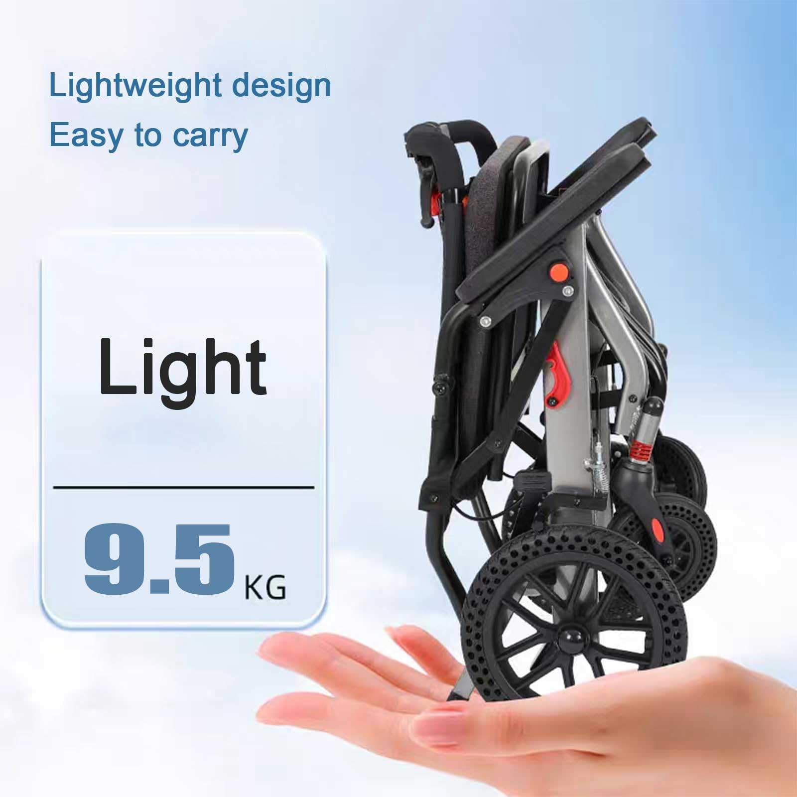 UYSELA Silla de Ruedas Ligera Plegable, Silla de Ruedas de Transporte Portátil, Silla de Ruedas de Viaje Ultraligera para el Hogar para Adultos, Niños y Ancianos