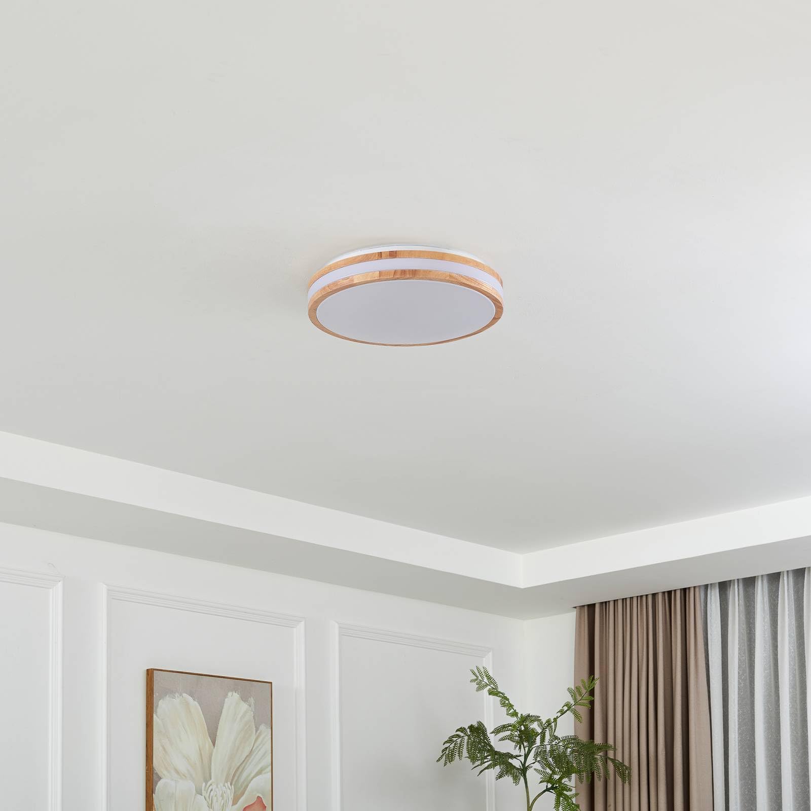 Lindby LED Deckenleuchte Emiva (Modern) aus Holz (1 flammig,) - Lampe Deckenlampe Wohnzimmerleuchte