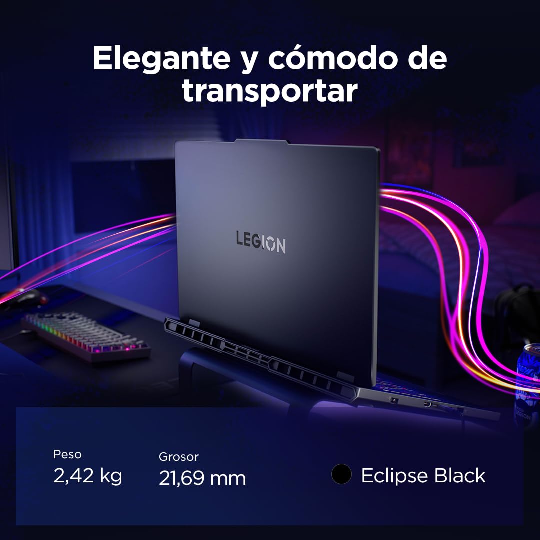 Lenovo Legion Pro 5 Gen10– Portátil Gaming IA 16" WQXGA (Intel Core i9-14900HX, NVIDIA GeForce RTX 5070, 32GB RAM, 1TB SSD, 240Hz, WiFi 6, Sin Sistema Operativo) QWERTY RGB 24 Zonas Español – Negro