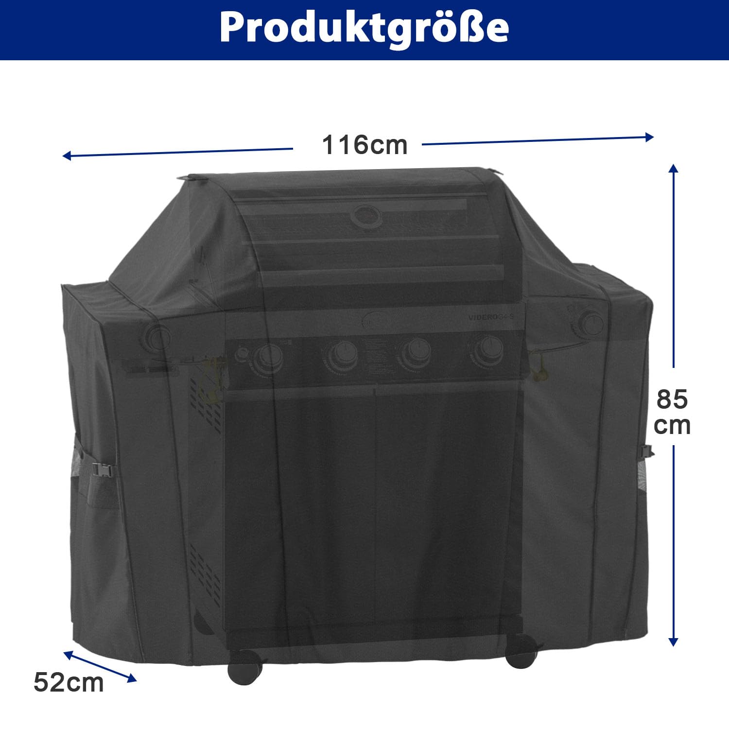 Abdeckhaube Wetterschutzhülle für Rösle VIDERO G4/G4-S Gasgrill | 600D Oxford Grill Abdeckplane für Rösle BBQ-Station Grillzubehör, Hochwertige Schützhülle aus Wasserdicht