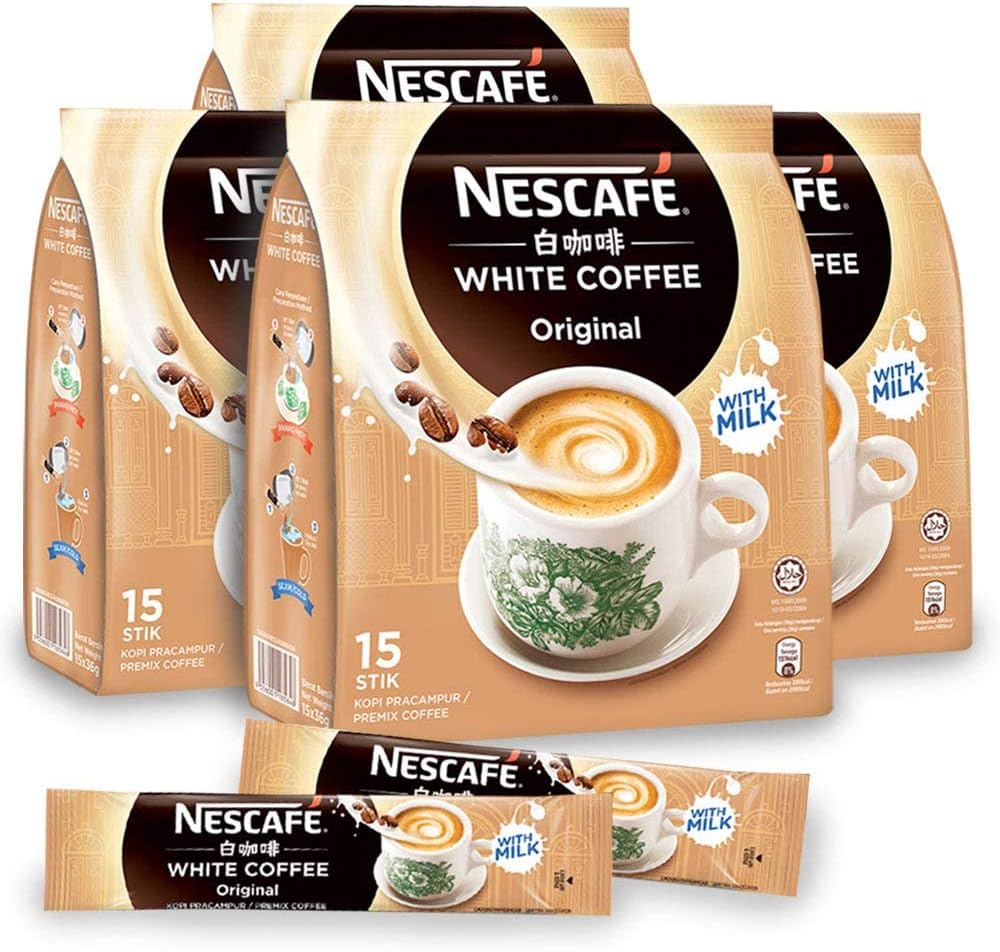 4 PACK Nescafé Ipoh White Coffee ORIGINAL (60 Sachets TOTAL) "Oh So Creamy" Premix Instant Coffee Milky Creamy Malaysia