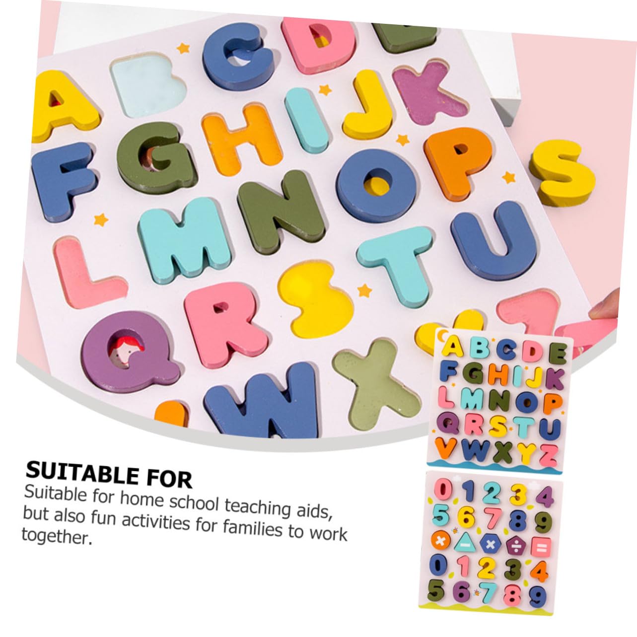 Juguete Educativo Rompecabezas de Madera Letras y Números, 2 Piezas | Puzles de Madera Educativos para Niño Niña, Juguetes de Reconocimiento de Letras, Decoracion Colegio