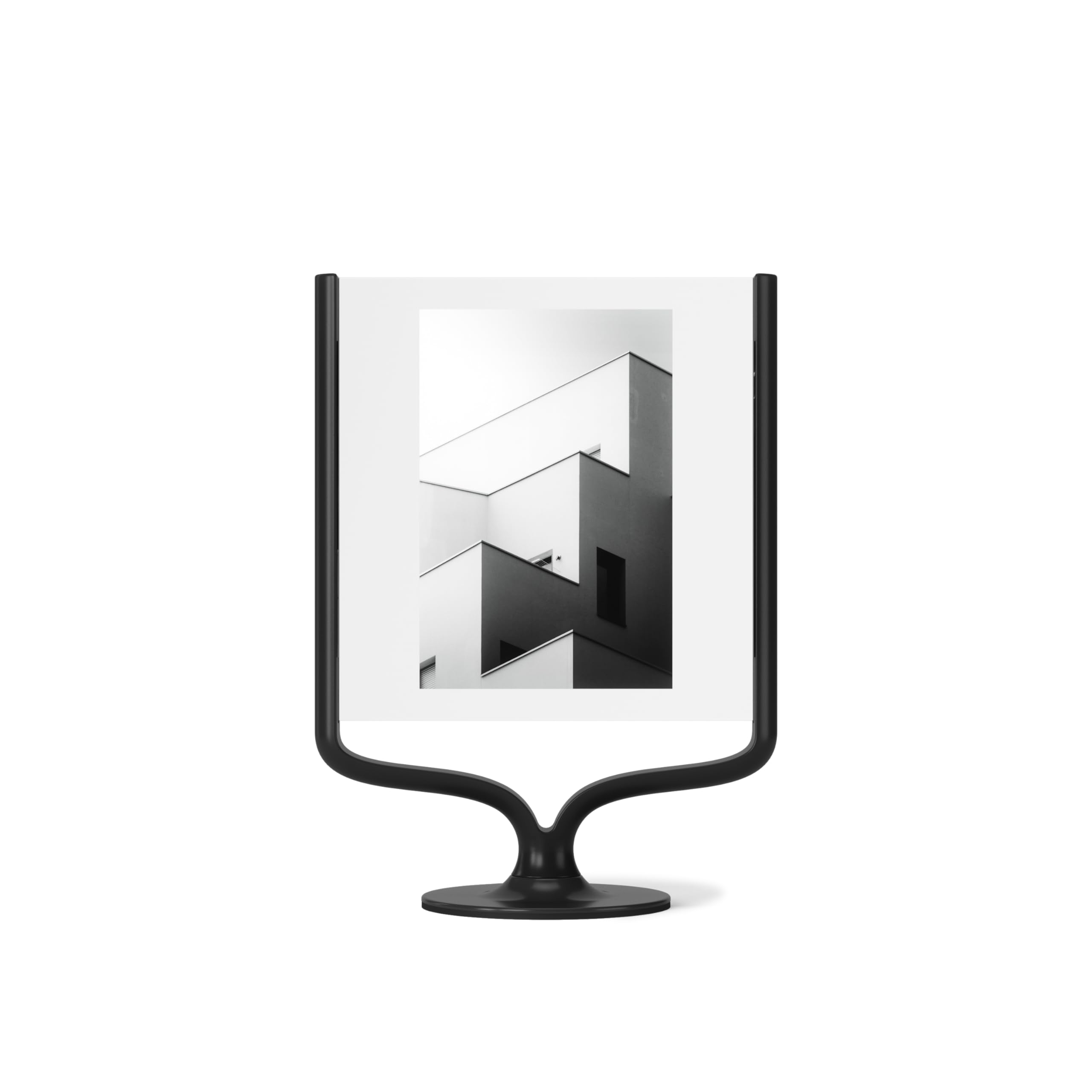Umbra Wishbone Bilderrahmen für Fotogrößen 10 x 15 und 13 x 18 cm, beidseitiger Tischbilderrahmen für Bilder im Hoch- oder Querformat, Schwarz