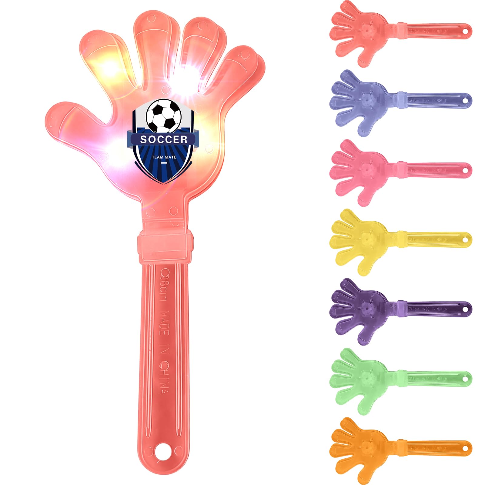 Personalised Plastic Hand Clapper, Personalised Noisemakers for Party, Sport Event, Corporate Promotional Events, and Team Spirit, Custom Logo, Standard & Glow in the Dark Versions (Red, Light-up)