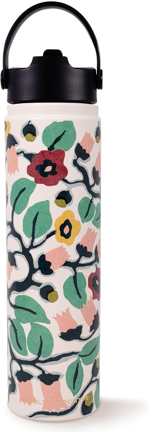 AMÉLIN ARCHIVE Stainless Steel Tumbler, 24 Ounce Travel Tumbler, Double Wall Insulated Cup with Lid and Straw (Bloomsbury)