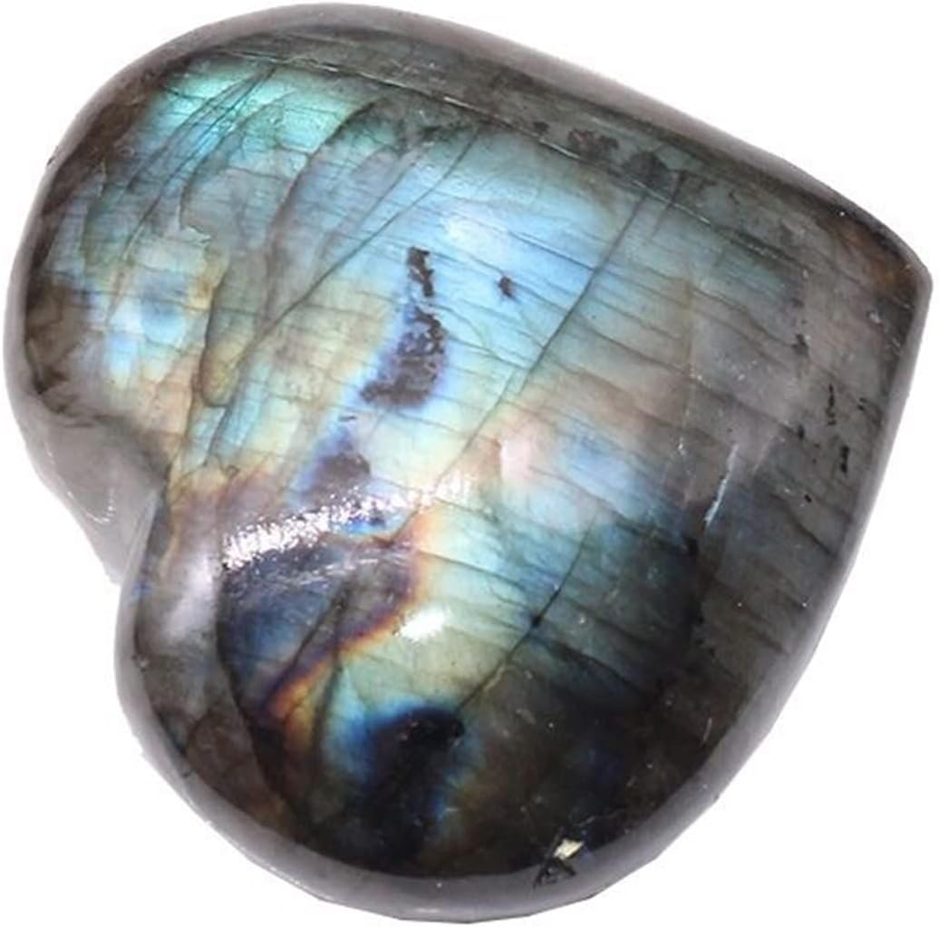 ERNZI 1/5pc Natural Heart Labradorite Stone Crystal Moonstone Stones Home Decoration Crystals (Color : 3-4cm, Size : 5pcs)