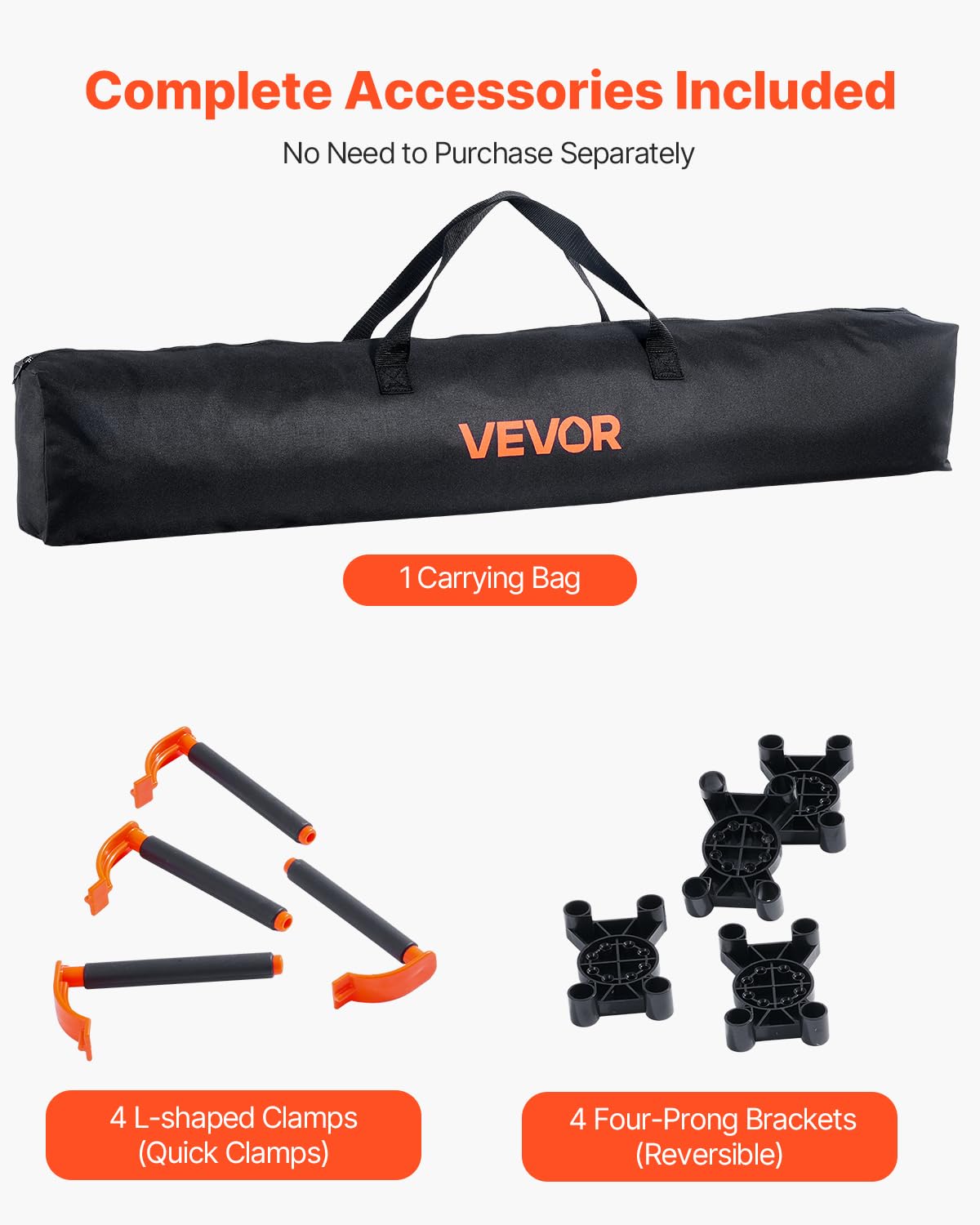 VEVOR Przenośny składany stół warsztatowy 1264 x 1264 mm składany stół roboczy bez montażu, obciążenie 1589 kg z torbą do przechowywania, blat stołu nie jest dołączony, do garażu, warsztatu