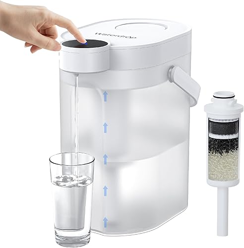 Waterdrop FreshTaste - Jarra instantánea con filtro de agua, dispensador potente recargable, reduce el cloro, el plomo, el cobre, purifica, suaviza
