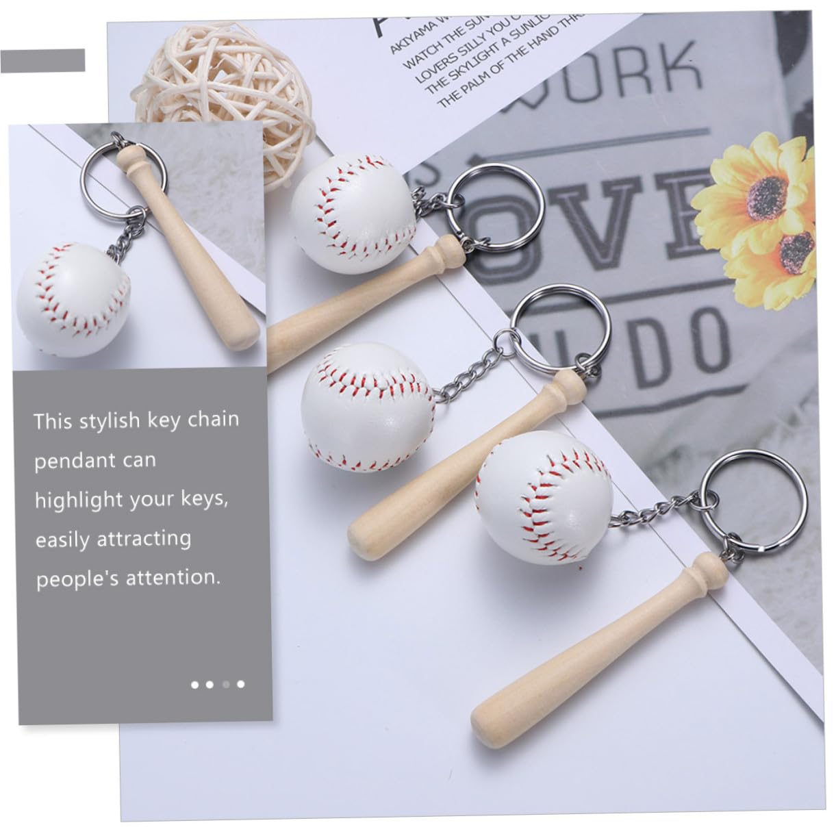 16 pezzi Portachiavi Baseball Grande Creativo Portachiavi Sportivi per Donna per Borse e Chiavi Regalo per Appassionati di Baseball