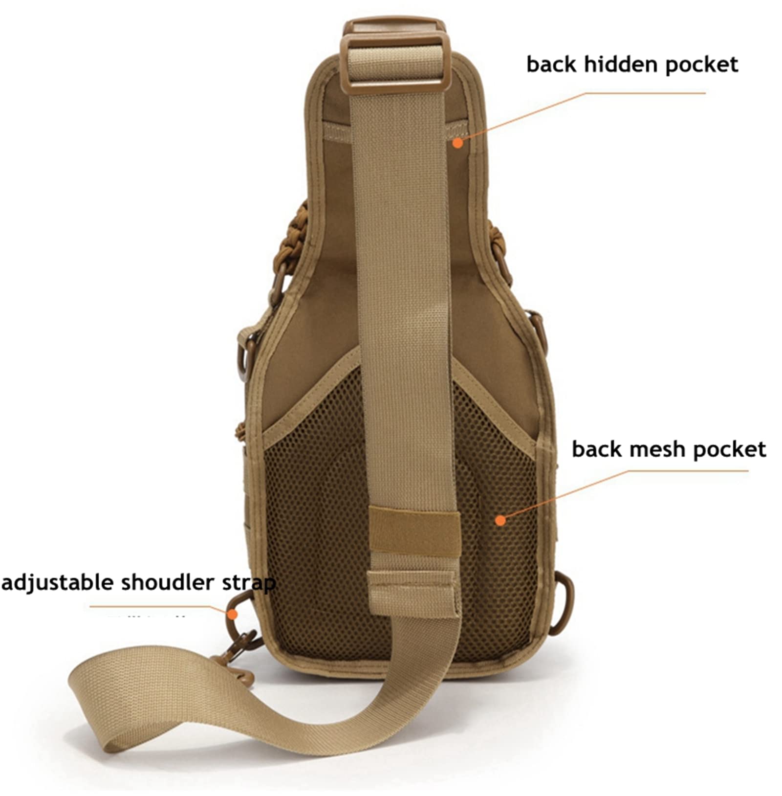 Borsa a tracolla tattica militare Borsa a tracolla da uomo Borsa da petto all'aperto Arrampicata Campeggio Pesca Trekking Borse Molle