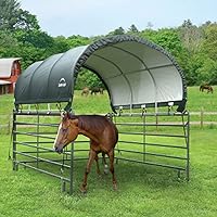 Vista 2 de ShelterLogic Sombra de ganado de refugio de corral verde con recubrimiento en polvo de 10' x 10