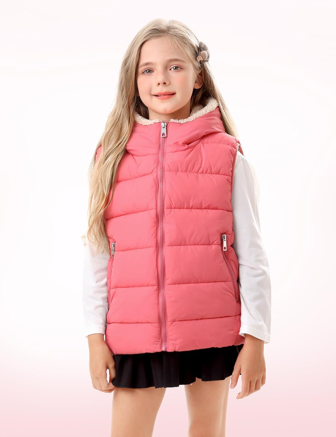 Yimoon Boys Girls Warm Puffer Vest Zip Up Fleece Lined Hooded Vest Kids Winter Waistcoat Outerwear - Image 3