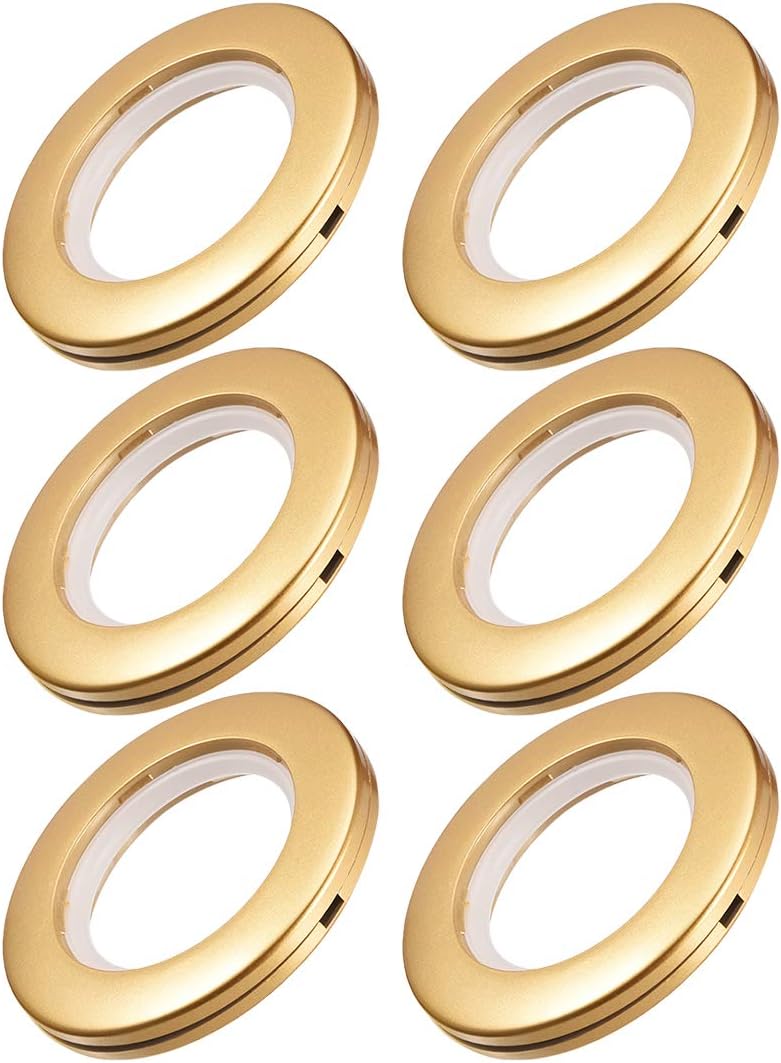 Sourcingmap Curtain Grommets Plastic 1.5 Inch Inner Dia Drapery Eyelet Rings for Window Curtain Rods Brass Tone 6 Pcs