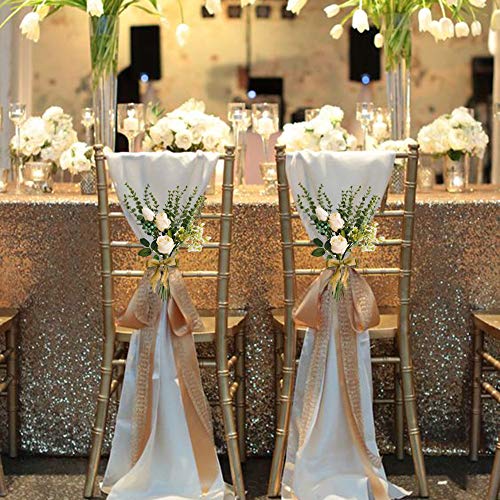 Wellindecor Artificial Flowers Bouquets Flower Arrangements Silk Roses Eucalyptus Leaves Berries Wedding Bouquets Floral Table Centerpieces Faux Greenery Stems For Vases Home Party Decoration (White) #TOP2