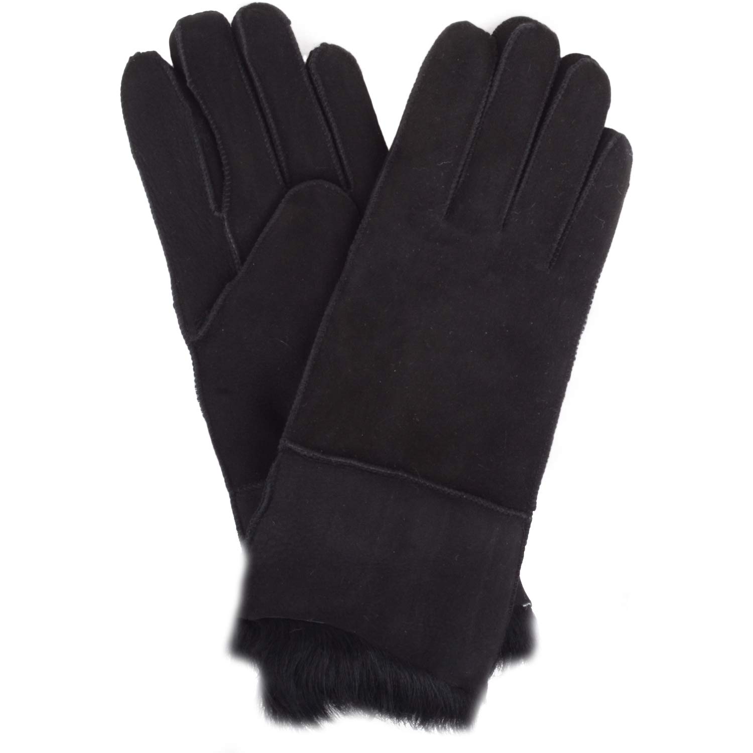 Snugrugs Women's Black Luxury Genuine Sheepskin Cosy Cold Winter Gloves With Toscana Sheep Fur - Small (6.5")