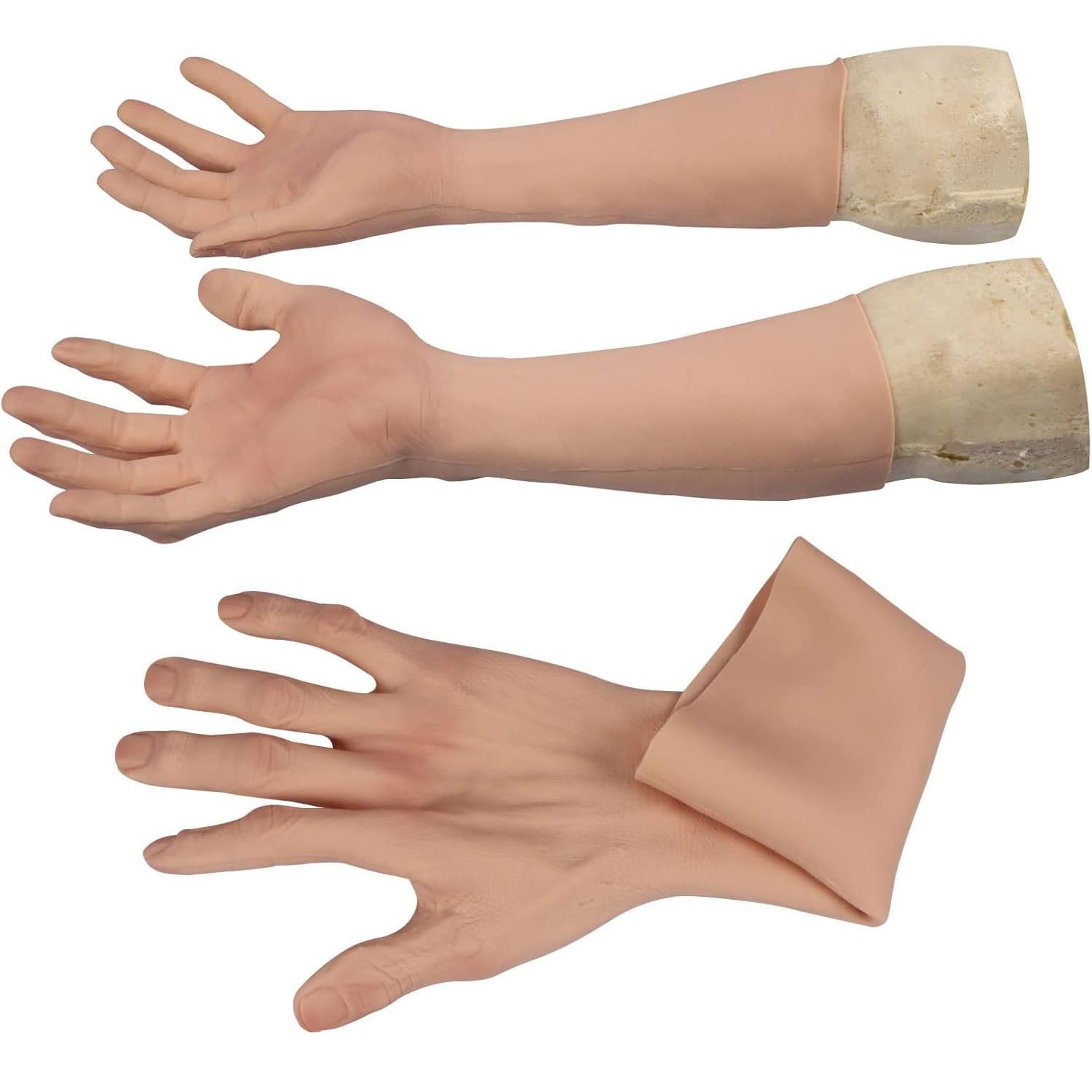 XSWL Gants Vieux Homme en Silicone Manches de Mains Prothétiques Réalistes Protection de Bras Artificielle pour Halloween Cosplay Fête Déguisée