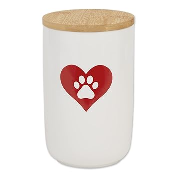 Bone Dry Ceramic Pet Collection, Treat Canister, 4x6.5, Heart Paw