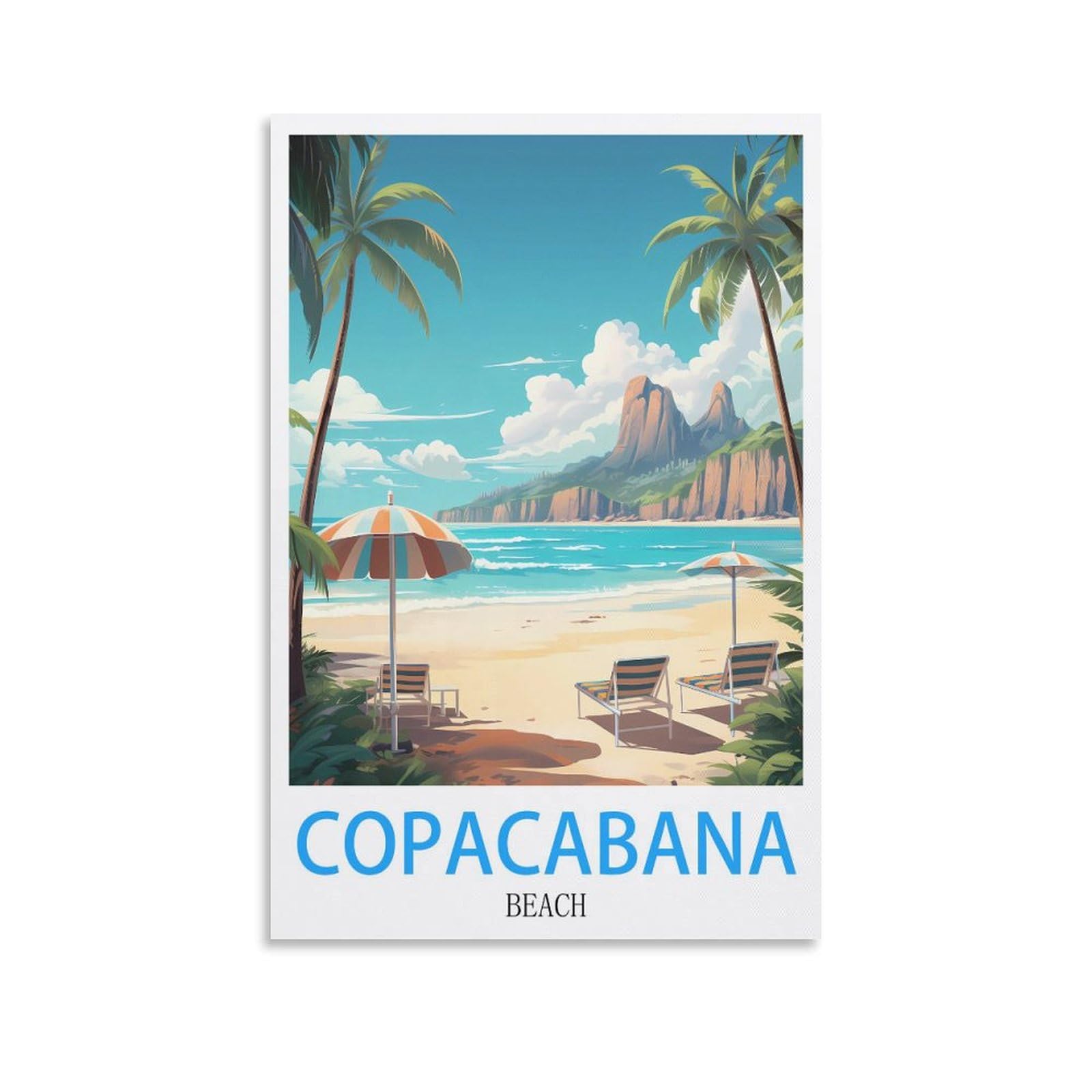 Hsayyiii Unframe-Style Copacabana Beach Vintage Travel Poster 12X18inch(30X45cm) Canvas Art Poster And Wall Art Picture Print Bedroom Decor