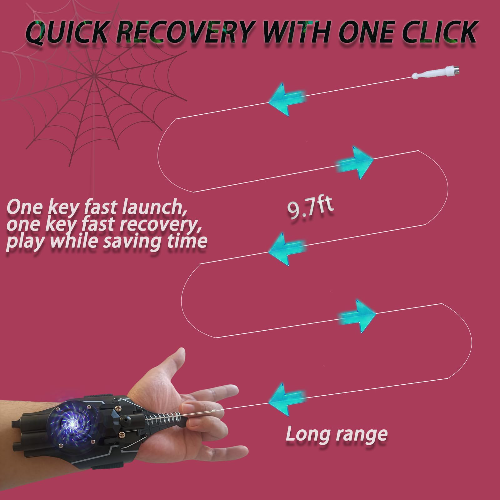 ESMGVAR Explore with Ease: Web Launcher Spider String Shooter Toy, USB Rechargeable,One-Button Retrieval, Dual-Function Suction Cups and Magnets