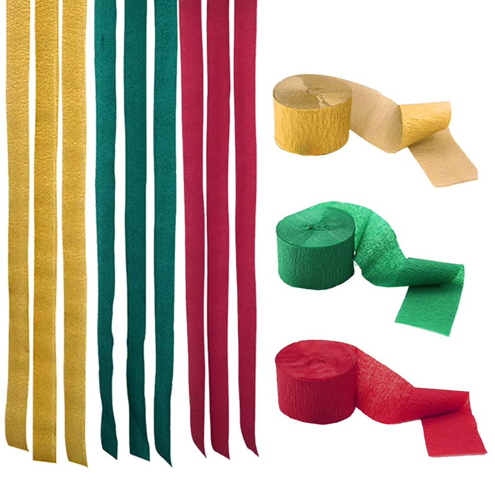 Rouleaux Papier Crépon Noël – 12 Pièces Rouge Et Vert Pour Déco De Fête