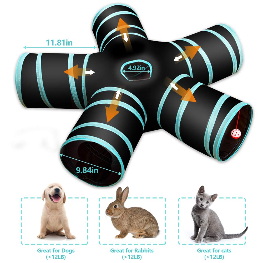 Tunnel pour chat, jouet pour chien, tunnel de jeu 5 voies pour chat, chiot, chaton, lapin