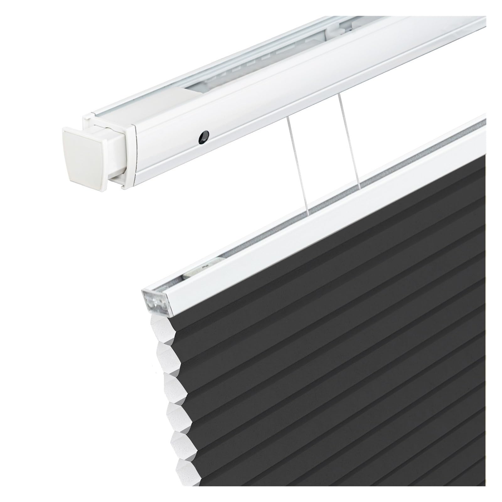 No Drill Blind Top Down Bottom Up Honeycomb Shades No Drill No Tools Cellular Pleated Blinds Cordless Light Filtering Window Shades(Black,120x120cm)