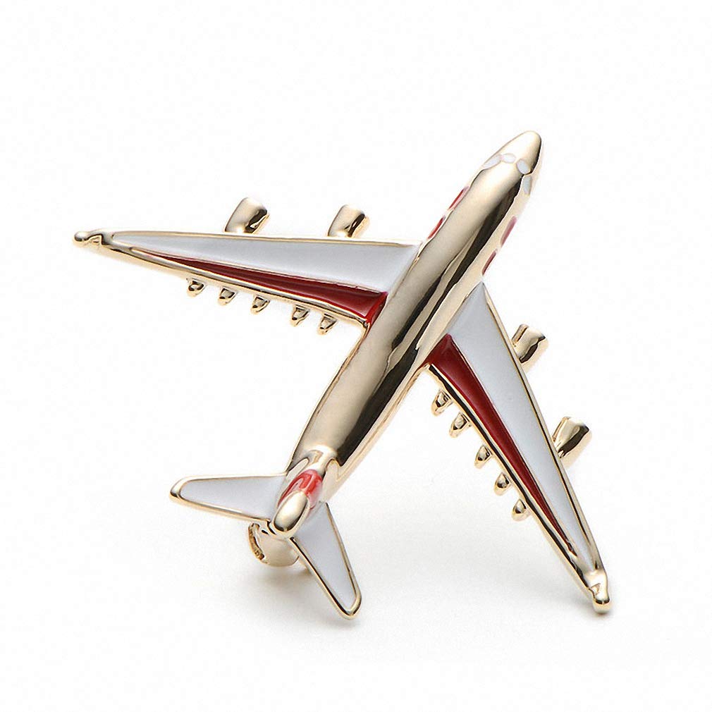 Alloy Airplane Brooch Pins Enamel Red Blue Plane Luxury Brand Brooches