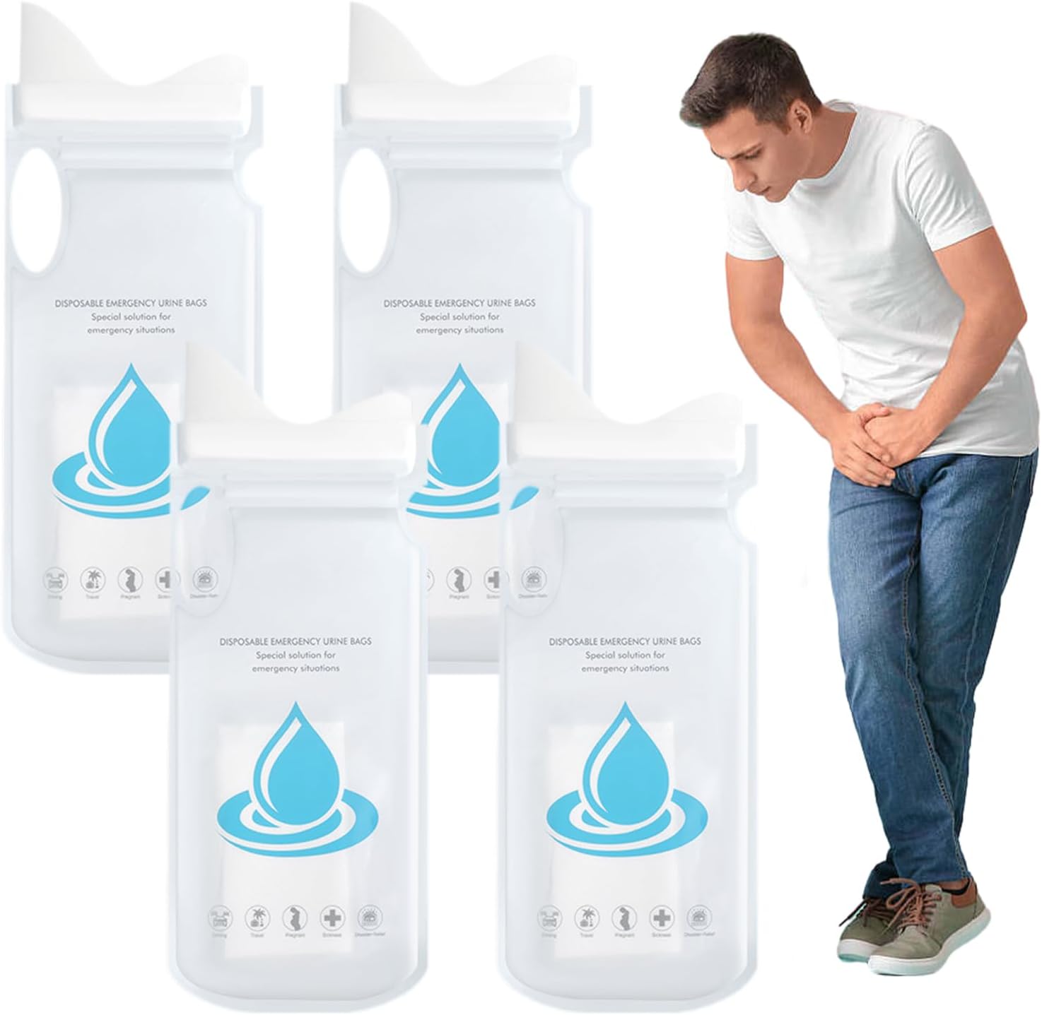 Urine Bags for Men with Large Funnel and Leak Proof Container, 700ml Urine Bag for Car and Vomiting - for Pregnant Women Patients Car Hiking Home Outdoor