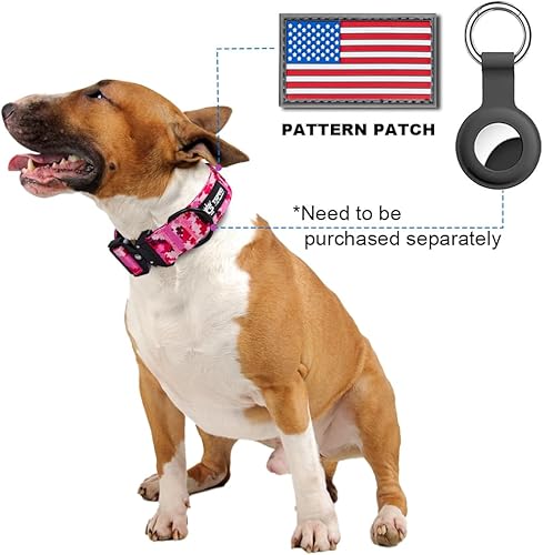 Miniatura 3 de TSPRO Collar de perro de camuflaje de alta calidad con parche de bandera de Estados Unidos, collar grueso para perro ajustable, resistente y de