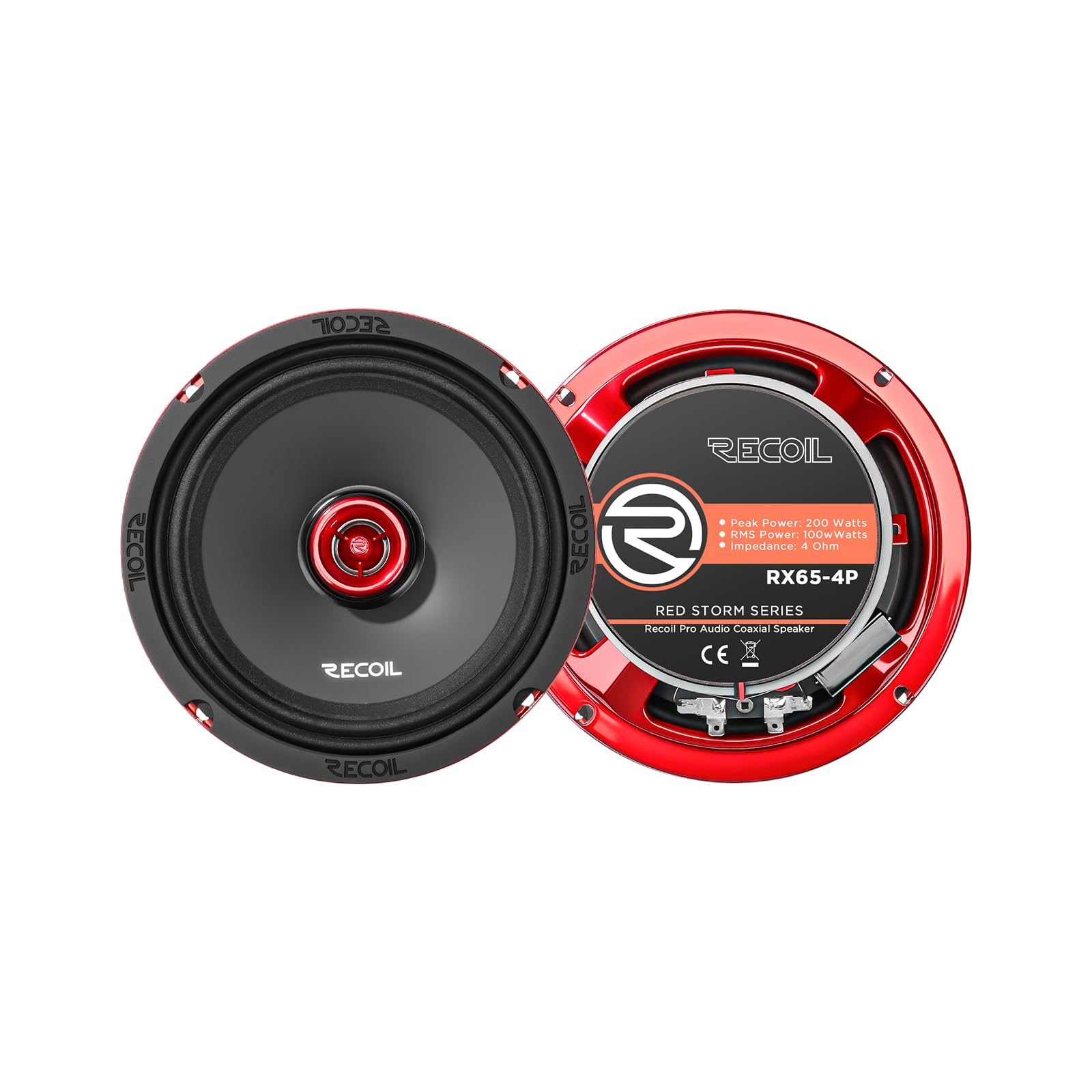 RECOIL RX65-4P Altavoces Coaxiales Coche Pro Audio 16,5cm 200W | 6.5", Driver Trompa，100W RMS, 90dB, 4 Ohm, Imán Ferrita 17oz, Bobina 1.5", Par