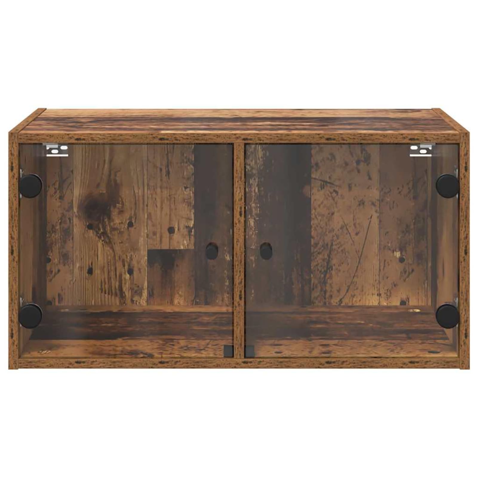 2 armadi da parete con ante in vetro trasparente, in legno anticato, 68 x 37 x 35 cm, per arredamento moderno