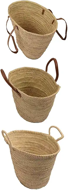 Cesto de Palha JARDIN202 - Bolso de Mimbre con Asas Naturales 26x19x19 cm