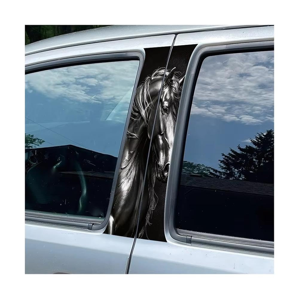 Bertdcx One Color Car Pillar Decals Waterproof Stickers Horse Glossy Material Protective Film Auto Parts