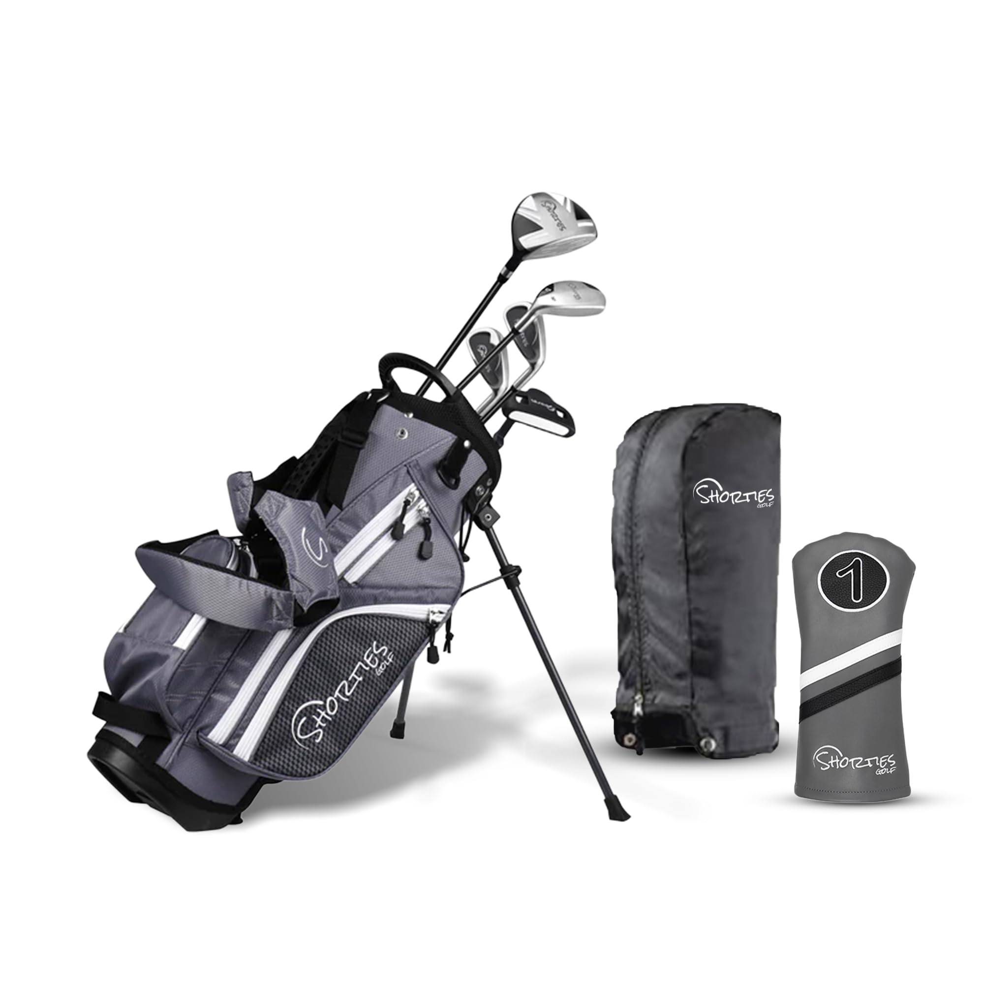 Shorties Golf - Kids Golf Club Set | Perfect for Toddler Golfers and Kids 34"-38" Tall | EasyCarry Stand Bag | Driver, 7-Iron, Putter, Headcover, and