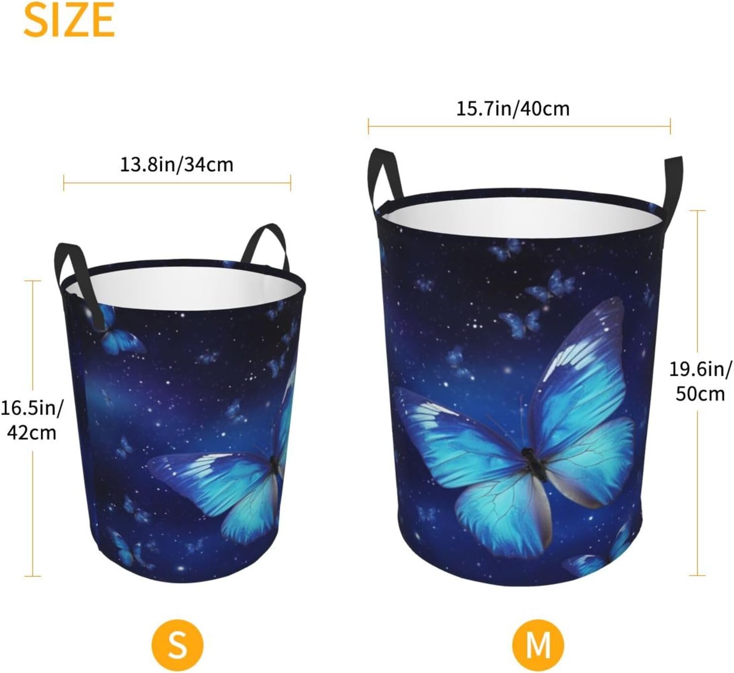 Blue Starry Butterfly Laundry Basket Foldable Waterproof Laundry Hamper Clothes Storage Bin With Handles Oxford Cloth Toy Organizer Basket For Bathroom Laundry Bedroom Small image 5