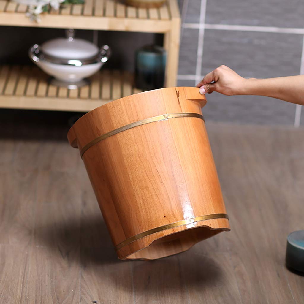 Secchio per pediluvio in legno Barile per pediluvio Secchio per vasca da bagno in legno con ruota, Vaschetta per pediluvio spessa e robusta in quercia, Barile per pedicure con coperchio Super facile