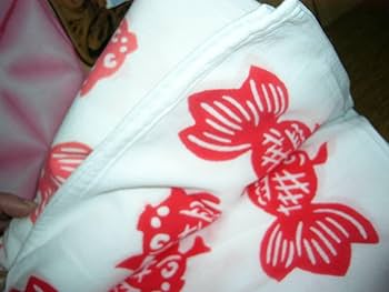 Amazon.co.jp: 昭和レトロ おしめ 布おむつ 晒 平織り 朱色の金魚柄
