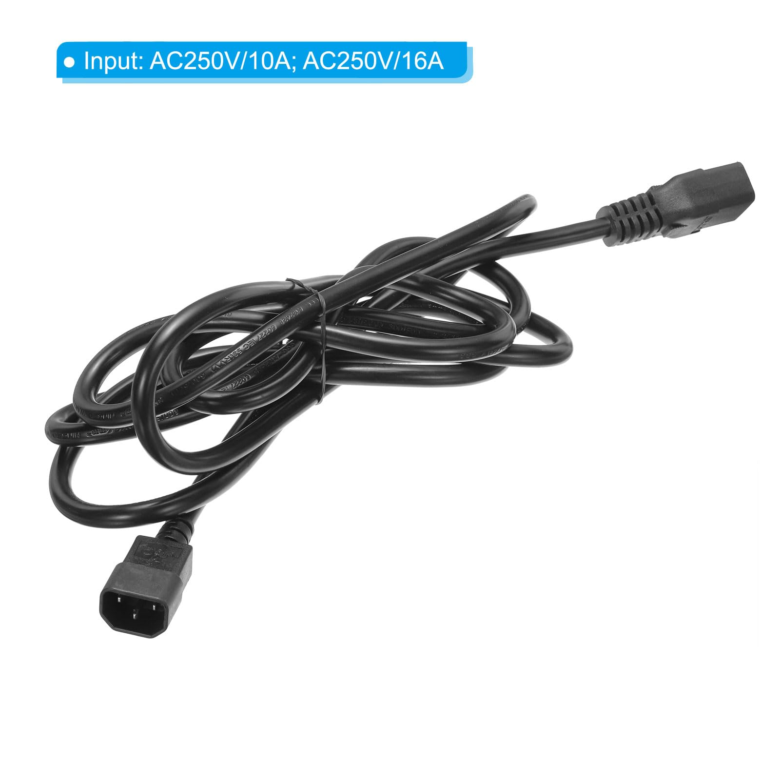 PATIKIL Cavo di Alimentazione AC a 3 Poli Maschio C14 a Femmina C19 2.5mm² 3Metro 9.8 Piedi 250V 10A 16A Cavo Prolunga PDU per Laptop Elettronica Computer Stampante Radio Monitor