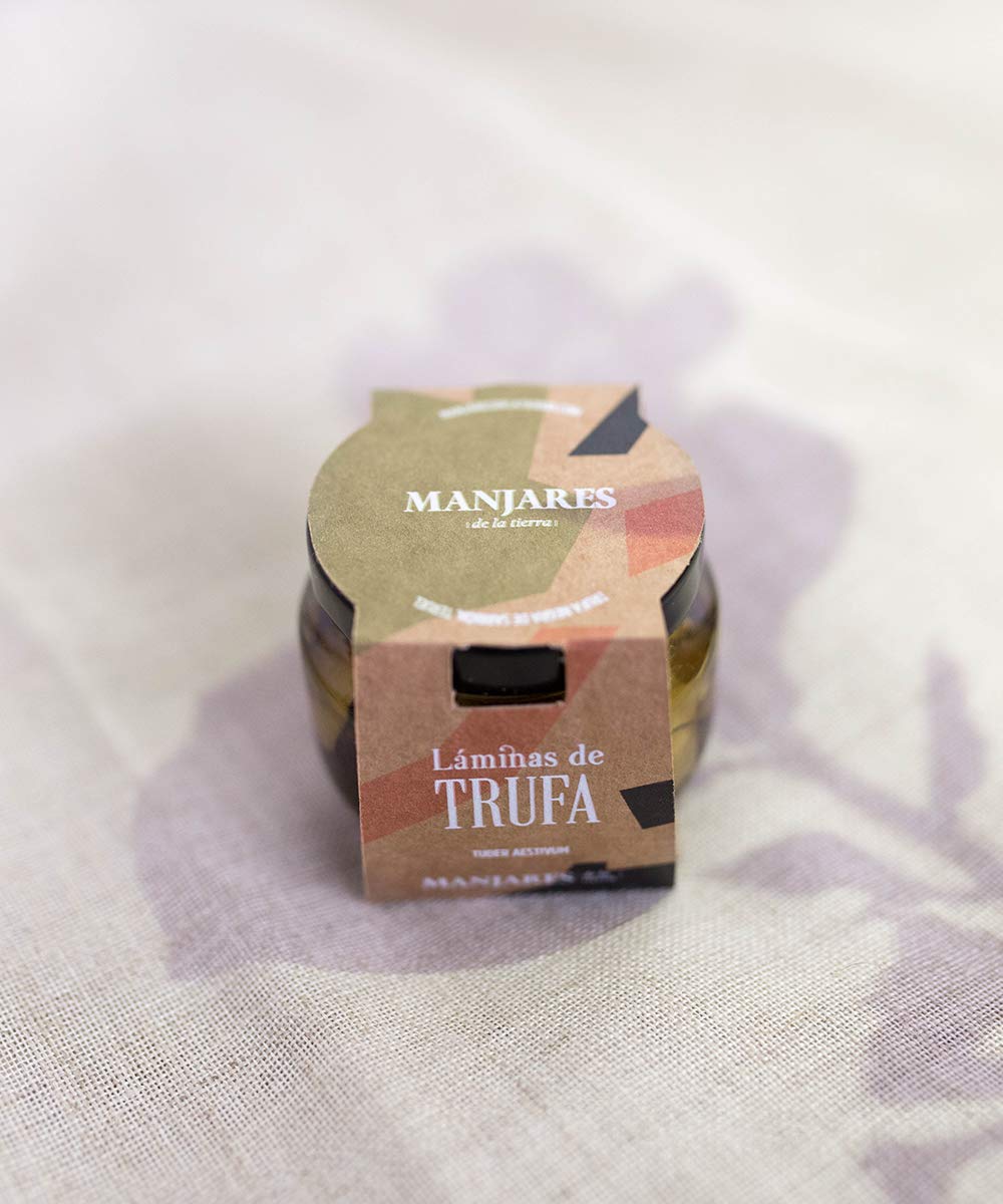 Láminas de Trufa Negra Tuber Aestiuvum en Aceite de Oliva Virgen Extra del Bajo Aragón, Teruel. Producto de España -15 gr