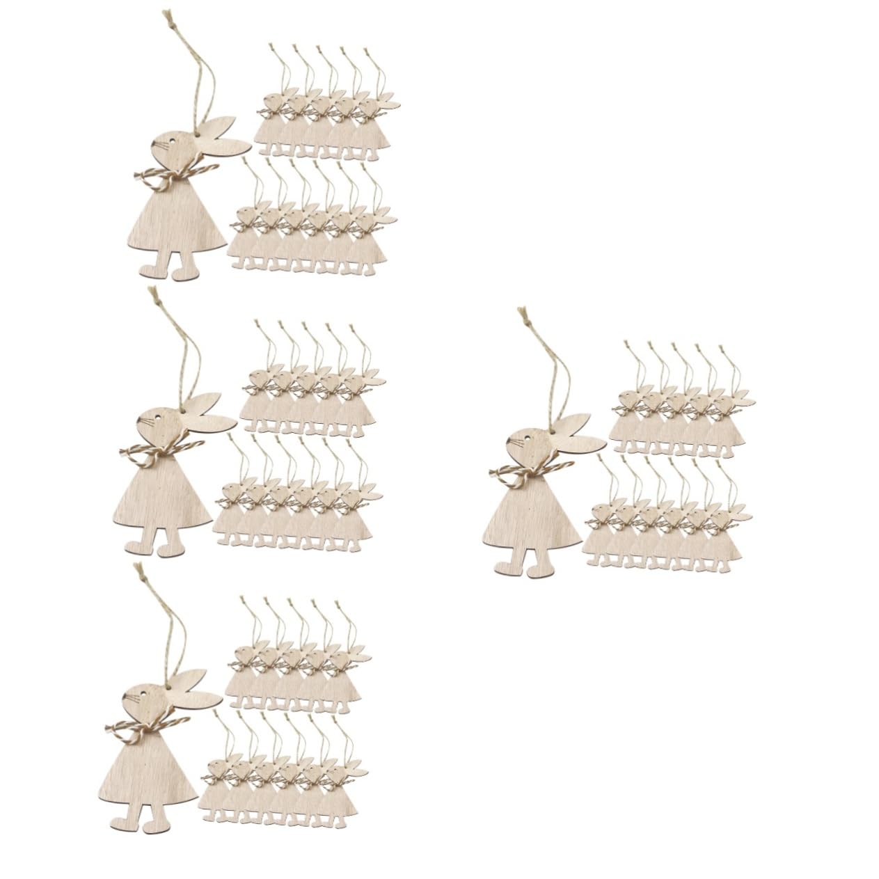 OUNONA 48 Piezas Colgante de Conejo decoración Ornamento Conejito Colgante de Pascua Adornos de Conejito Familiar Decoraciones Objetos Decorativos Decorar Madera