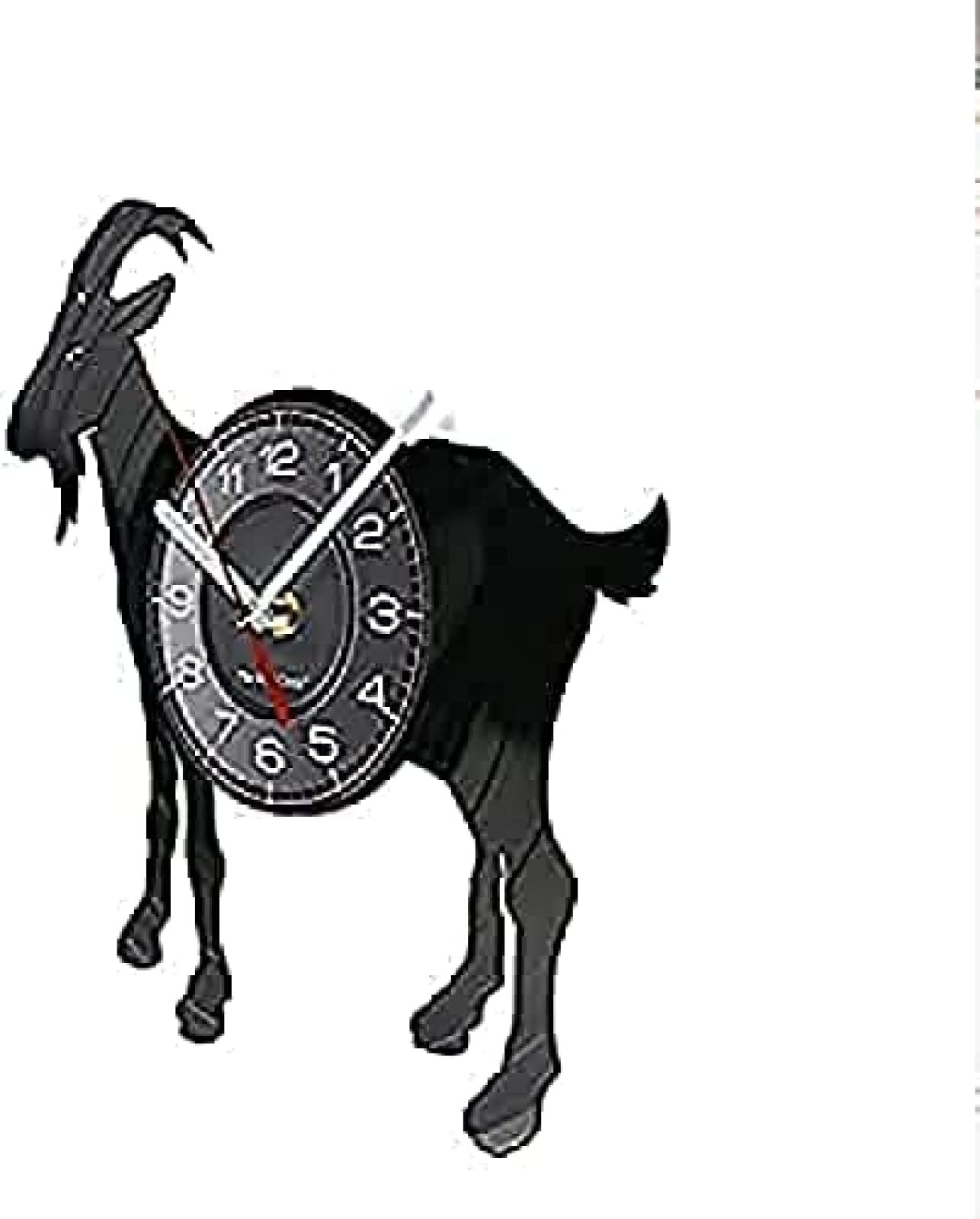 Relojes de Cocina de Pared de 12 Pulgadas Silueta de Cabra Grabado con láser Cabra Granja Animal artesanía Reloj artístico para habitación de niños Reloj
