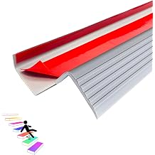 Stair Nosing 120inch Anti-Slip Stair Nose Molding Trim Vinyl Rubber Stair Edge Protector, Strip Waterproof Self Adhesive Stair Edging Staircases for Outdoor & Indoor Grey
