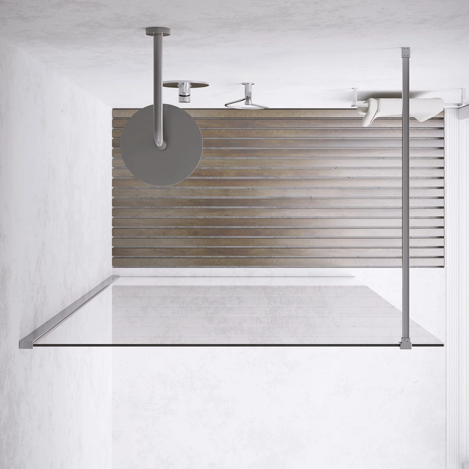 Box Doccia 120cm Walk-in Altezza 200cm Vetro Temperato Trasparente da 8mm con Trattamento Anticalcare mod. Lazaros