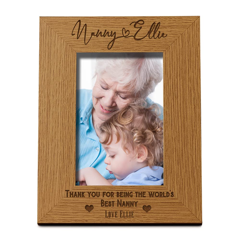 Ukgiftstoreonline Brown Personalised Best Nanny With Name Portrait Photo Frame Gift (5 X 7 Inch)