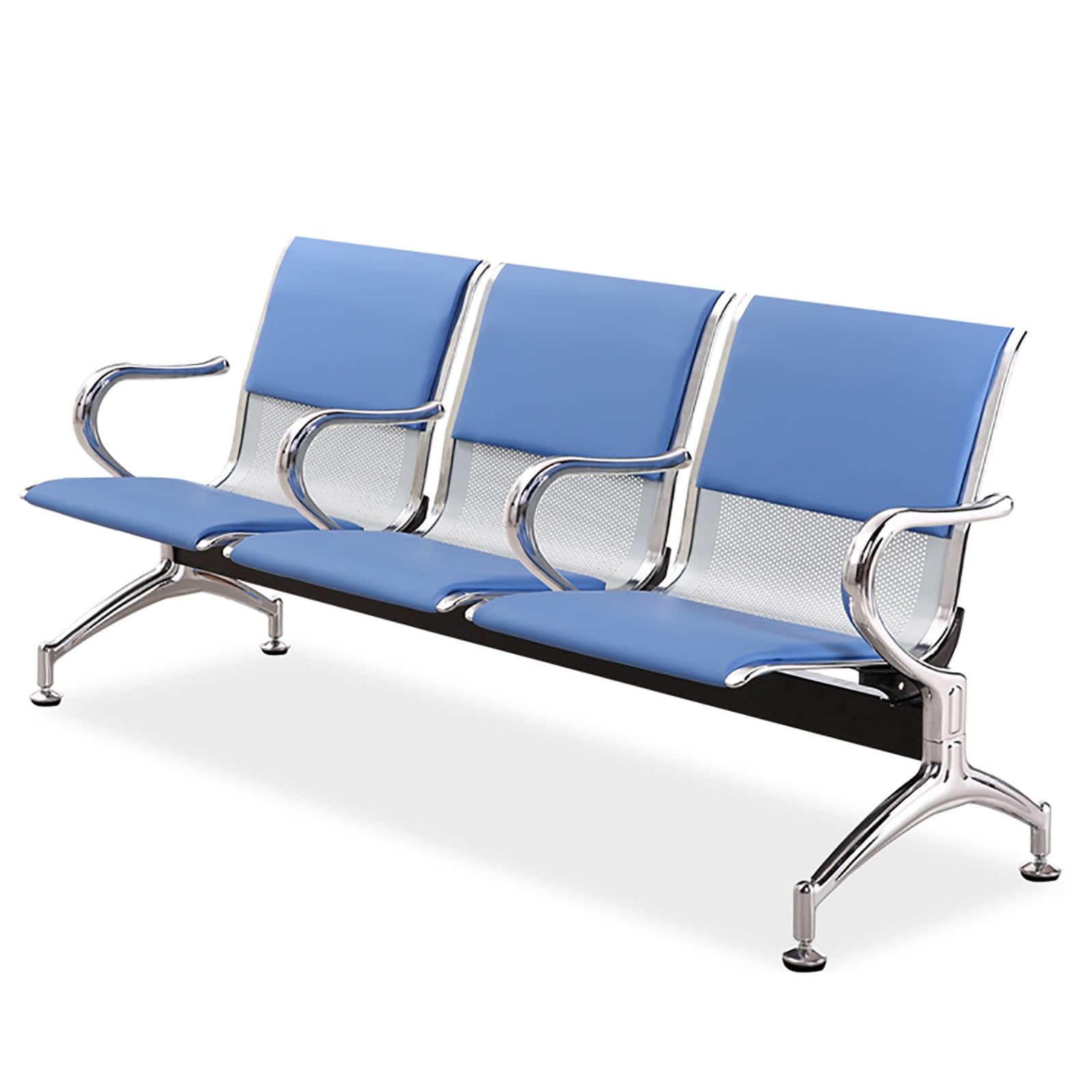 ASerZenith Reception Bench For Waiting Room & Office, Modern Design With Armrests And Backrest, Padded Seat For Comfort,Bleu-Taille Unique
