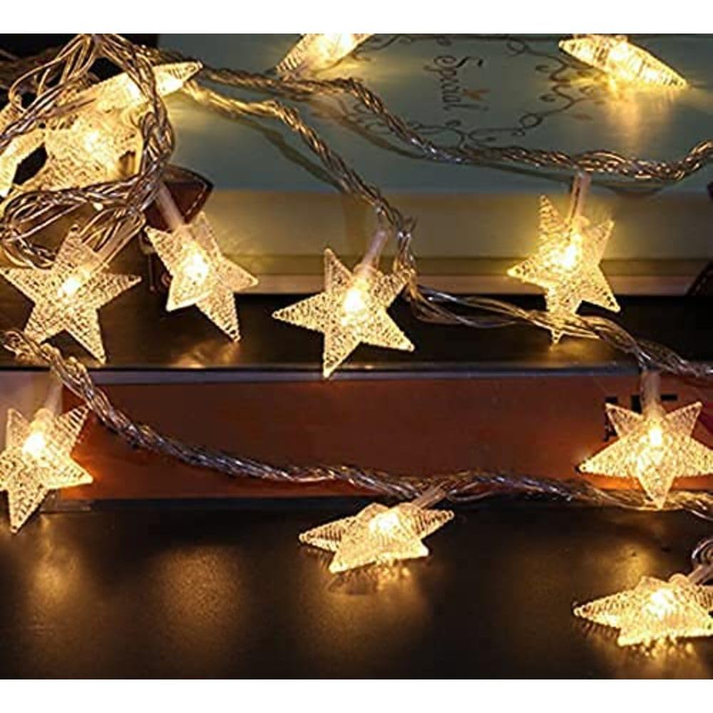 The Decor Wick Star LED Crystal Light Star String Light for Bedroom Diwali Decoration Christmas for Living Room Pack of 1 (White | 4 M -14 Ft. Long)