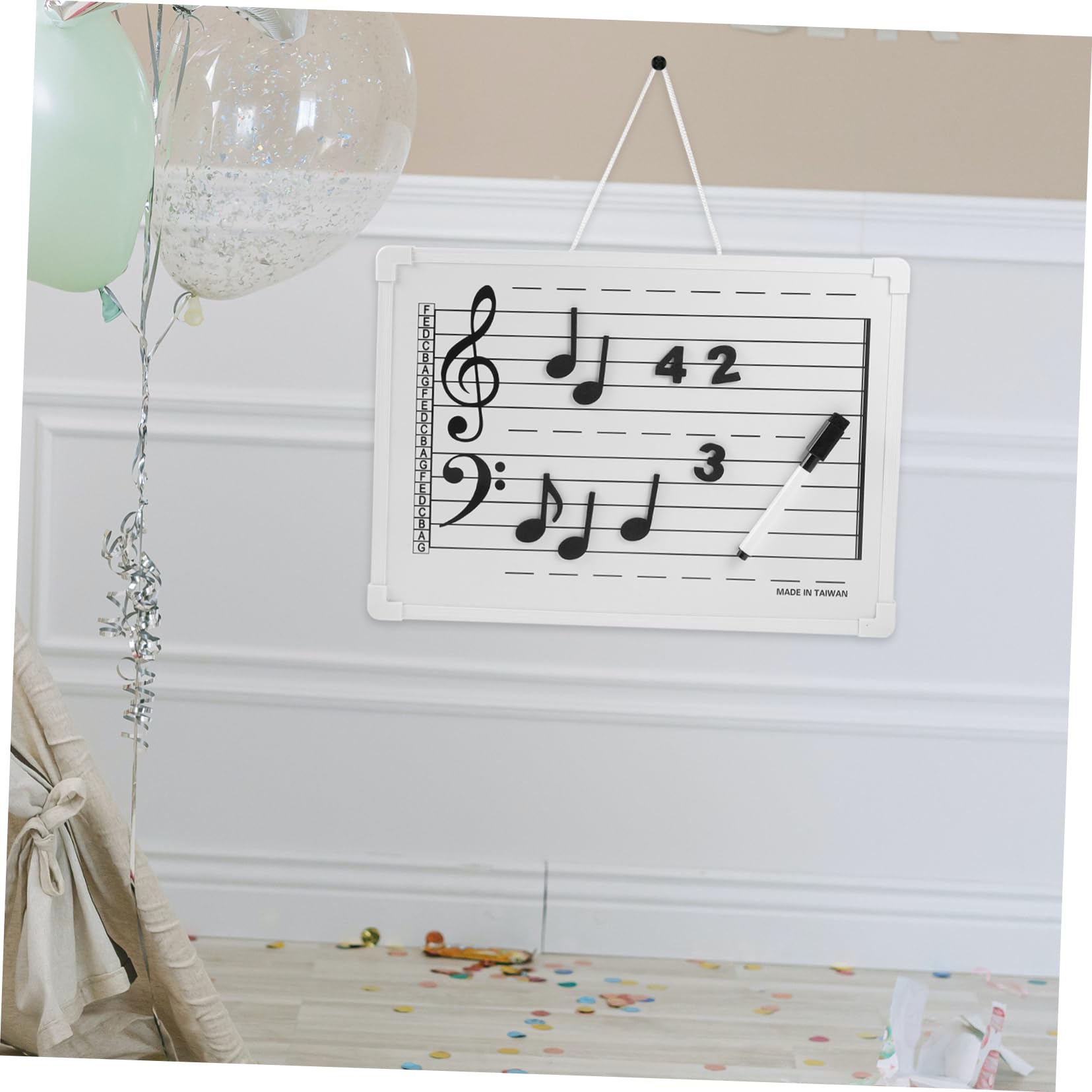 Tableau Blanc Effaçable à Sec Musique, avec Autocollants de Notes, Plastique, Suspendu au Mur, pour École et Maison