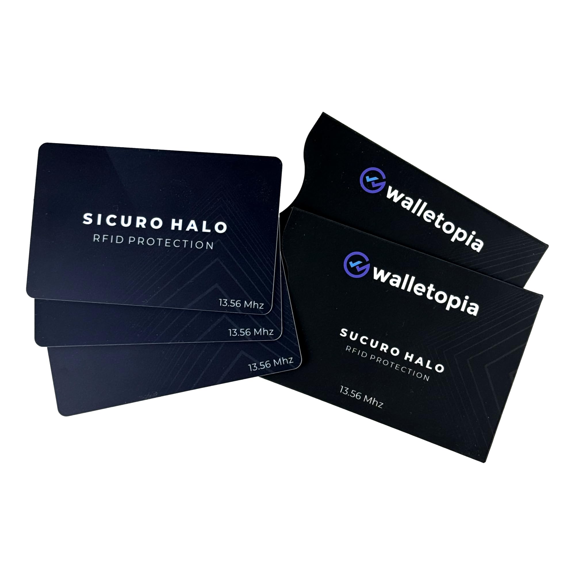 NarwhalCoWalletopia Contactless RFID/NFC Blocking Protection - 4 Cards & 2 Sleeves for Credit Cards, ID in wallet or purse, Black, Orange Or Black Credit Card Sized Rfid Blocking Cards